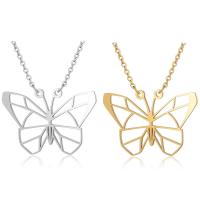 Stainless Steel Jewelry Necklace Butterfly polished oval chain & for woman & hollow Length Approx 15.75 Inch Sold By Lot