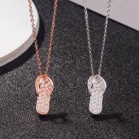 925 Sterling Silver Necklaces Slipper plated for woman & with rhinestone Length Approx 20 Inch Sold By PC