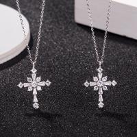 925 Sterling Silver Necklaces, fashion jewelry & for woman & with rhinestone, Length:Approx 20 Inch, Sold By PC