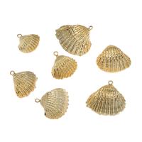 Shell Pendants, with Brass, gold color plated, 25x23x9mm, Hole:Approx 2mm, Approx 10PCs/Bag, Sold By Bag