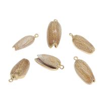 Shell Pendants, with Brass, gold color plated, 30*12*12mm-38*15*15mm, Hole:Approx 2mm, Approx 10PCs/Bag, Sold By Bag