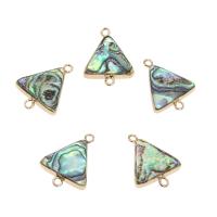 Shell Connector, Abalone Shell, with Brass, Triangle, gold color plated, 1/1 loop, 22x17x4mm, Hole:Approx 2mm, Approx 5PCs/Bag, Sold By Bag