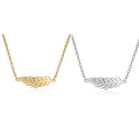Stainless Steel Jewelry Necklace, Feather, polished, oval chain & for woman, more colors for choice, 22x6mm, Length:Approx 15.75 Inch, 5Strands/Lot, Sold By Lot