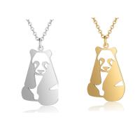 Stainless Steel Jewelry Necklace, Panda, polished, oval chain & for woman & hollow, more colors for choice, 20x32mm, Length:Approx 17.72 Inch, 5Strands/Lot, Sold By Lot