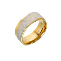 Anel de dedo de aço inoxidável, banhado, joias de moda & unissex & tamanho diferente para a escolha & fosco, dourado, vendido por PC