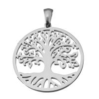 Stainless Steel Pendants, Tree, fashion jewelry & hollow, original color, 27.5x30x1.5mm, Hole:Approx 3x5.5mm, 10PCs/Lot, Sold By Lot