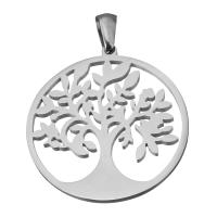 Stainless Steel Pendants, Tree, fashion jewelry & hollow, original color, 28x30x1.5mm, Hole:Approx 2.5x5.5mm, 10PCs/Lot, Sold By Lot