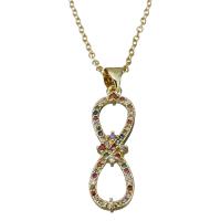 Stainless Steel Jewelry Necklace, with 1.5Inch extender chain, gold color plated, oval chain & micro pave cubic zirconia & for woman, 9.5x29mm,1.5mm, Sold Per Approx 17.5 Inch Strand