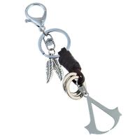 Stainless Steel Key Clasp, with Faux Leather, silver color plated, fashion jewelry & for man, nickel, lead & cadmium free, 150*35mm, Sold By Strand