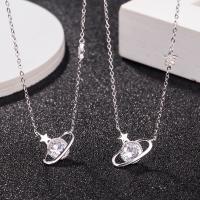 925 Sterling Silver Necklaces, fashion jewelry & for woman & with cubic zirconia, Length:Approx 20 Inch, Sold By PC