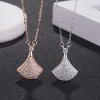 925 Sterling Silver Necklaces, plated, for woman & with rhinestone, more colors for choice, Length:Approx 17.7 Inch, Sold By PC