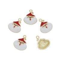 Tibetan Style Christmas Pendants, Santa Claus, gold color plated, enamel, nickel, lead & cadmium free, 20x16.50x3.50mm, Hole:Approx 1.5mm, Approx 100PCs/Bag, Sold By Bag