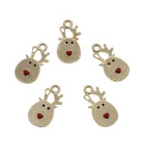 Tibetan Style Christmas Pendants, Christmas Reindeer, gold color plated, Christmas Design & enamel, nickel, lead & cadmium free, 22x11x2mm, Hole:Approx 2mm, Approx 100PCs/Bag, Sold By Bag
