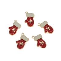 Tibetan Style Christmas Pendants, Christmas Glove, gold color plated, Christmas Design & enamel, red, nickel, lead & cadmium free, 19x11x2mm, Hole:Approx 1mm, Approx 100PCs/Bag, Sold By Bag