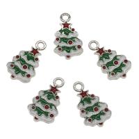 Tibetan Style Christmas Pendants, Christmas Tree, gold color plated, Christmas Design & enamel, nickel, lead & cadmium free, 26x15x2mm, Hole:Approx 2.5mm, Approx 100PCs/Bag, Sold By Bag