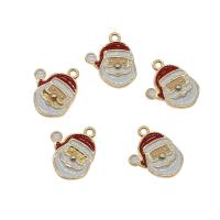 Tibetan Style Christmas Pendants, Santa Claus, gold color plated, Christmas Design & enamel, nickel, lead & cadmium free, 17x12x2mm, Hole:Approx 1mm, Approx 100PCs/Bag, Sold By Bag