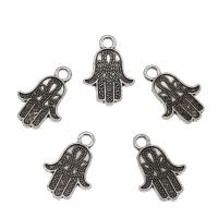 Tibetan Style Hamsa Pendants, antique silver color plated, nickel, lead & cadmium free, 19x13x2mm, Hole:Approx 2mm, Approx 100PCs/Bag, Sold By Bag
