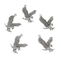 Tibetan Style Animal Pendants, Eagle, antique silver color plated, nickel, lead & cadmium free, 34x27x7mm, Hole:Approx 1mm, Approx 100PCs/Bag, Sold By Bag
