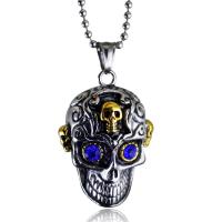 Titanium Steel Necklace, Skull, Unisex & ball chain & different styles for choice & with rhinestone, more colors for choice, 30x19x50mm, Sold Per Approx 15 Inch Strand