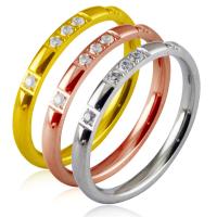 Titanium Steel Finger Ring & for woman & with rhinestone 2mm Sold By PC