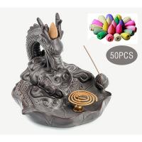 Backflow Incense Burner, Porcelain, handmade, with 50 pieces of Backflow Incenses & for home and office & durable, 160x150mm, Sold By PC