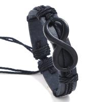PU Schnur Armbänder, PU Leder, mit Hanfgarn & Zinklegierung, Einstellbar & unisex, keine, 170*12mm, 5PCs/Tasche, verkauft von Tasche
