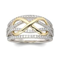 El anillo de dedo unisex, aleación de zinc, chapado, unisexo & diverso tamaño para la opción & con diamantes de imitación, 2PCs/Bolsa, Vendido por Bolsa