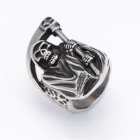 Tibetan Style Finger Ring, Skull, plated, vintage & fashion jewelry & different size for choice & for man, black, 2PCs/Bag, Sold By Bag