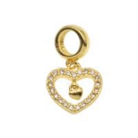 Tibetan Style Heart Pendants, Brass, gold color plated, fashion jewelry & micro pave cubic zirconia, nickel, lead & cadmium free, 18x12x3mm, Hole:Approx 3mm, 10PCs/Bag, Sold By Bag