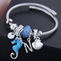 Zinc Alloy European Bracelet with Stainless Steel plated & for woman & with rhinestone nickel lead & cadmium free Inner Approx 55mm Sold By PC