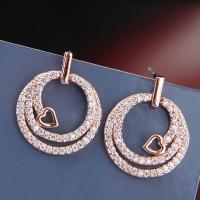 Brass Hoop Earring, Round, plated, micro pave cubic zirconia & for woman, more colors for choice, nickel, lead & cadmium free, 18x15mm, Sold By Pair
