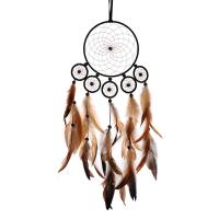 Iron Dream Catcher with leather cord & Feather handmade fashion jewelry brown nickel lead & cadmium free Sold By PC