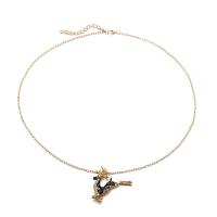 Zinc Alloy Sweater Necklace with 7cm extender chain Christmas Reindeer gold color plated Christmas Design & oval chain & for woman & enamel & with rhinestone nickel lead & cadmium free 48*35mm Length Approx 25.2 Inch Sold By Lot