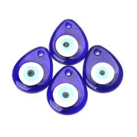 Glass Pendant Teardrop evil eye pattern & enamel blue Approx 5mm Sold By Bag