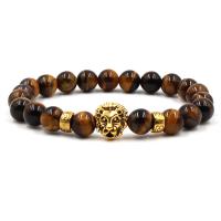 Gemstone Bracelets, with Brass, Lion, fashion jewelry & different materials for choice & Unisex, 8mm, Sold Per Approx 7.48 Inch Strand