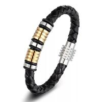 Stainless Steel Jewelry Bracelet, with PU Leather, fashion jewelry & Unisex, more colors for choice, Sold By PC