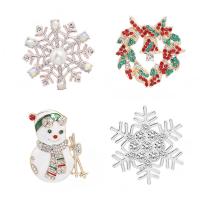 Zinc Alloy Christmas Badge with Plastic Pearl plated Mini & Christmas Design & cute & Unisex & with rhinestone Sold By Bag