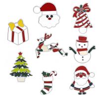 Tibetan Style Christmas Badge, plated, Christmas Design & cute & Unisex & different styles for choice & enamel, 5PCs/Bag, Sold By Bag