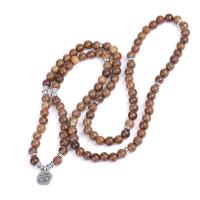 Wood Necklace with Zinc Alloy fashion jewelry & Unisex 8mm Sold By Strand