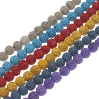 Natürliche Lava Perlen, rund, keine, 8-9mm, Bohrung:ca. 1mm, ca. 40PCs/Strang, verkauft per ca. 14.9 ZollInch Strang