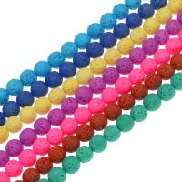 Natürliche Lava Perlen, rund, keine, 8mm, Bohrung:ca. 1mm, ca. 40PCs/Strang, verkauft per ca. 14.9 ZollInch Strang