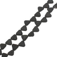 Koraliki naturalna lawa, Trójkąt, czarny, 14.50x13.50x4.50mm, otwór:około 1mm, około 26komputery/Strand, sprzedawane na około 14.9 cal Strand