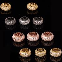 Cubic Zirconia Micro Pave Brass European Beads, plated, micro pave cubic zirconia, more colors for choice, nickel, lead & cadmium free, 4.5x10mm, Hole:Approx 5mm, 2PCs/Lot, Sold By Lot