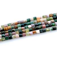 Perle agate indienne naturelle , pilier, poli, DIY, multicolore, 4x4mm, Trou:Environ 1mm, 2Strandstoron/lot, Environ 95PC/brin, Vendu par lot