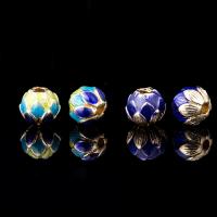 Brass Jewelry Beads, Flower, enamel, more colors for choice, nickel, lead & cadmium free, 9x9mm, Hole:Approx 2mm, 2PCs/Lot, Sold By Lot
