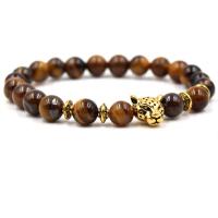 Natural Tiger Eye Bracelets with Zinc Alloy fashion jewelry & Unisex 8mm Sold Per Approx 7.48 Inch Strand