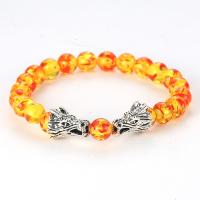 Gemstone Bracelets with Zinc Alloy Dragon Head Charms  silver color plated fashion jewelry & Unisex 8mm Sold Per Approx 7.48 Inch Strand