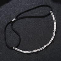 Headband, Tibetan Style, silver color plated, elastic & for woman & with rhinestone, black, nickel, lead & cadmium free, 215*5mm, Sold By PC