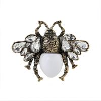 Tibetan Style Brooches, Insect, antique gold color plated, Unisex & with rhinestone, nickel, lead & cadmium free, 42*53mm, Sold By PC