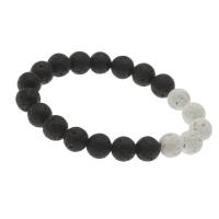 Lava Bracelet, Round, fashion jewelry & Unisex, white and black, 10mm, Sold Per Approx 7.5 Inch Strand